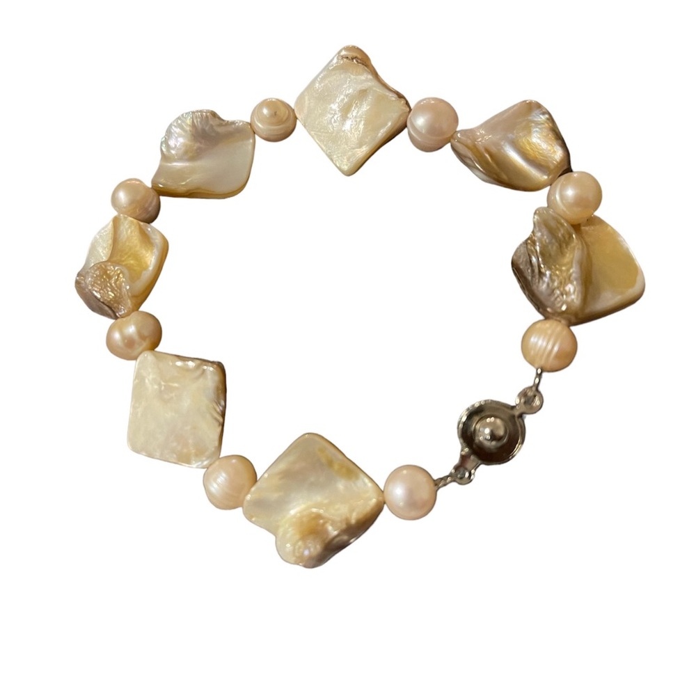 Vintage TENG YUE Pearl & Abalone Bracelet